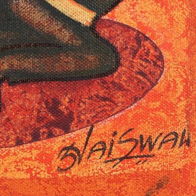 Alternate image for Orange Bull Painting on Canvas Shivalaya