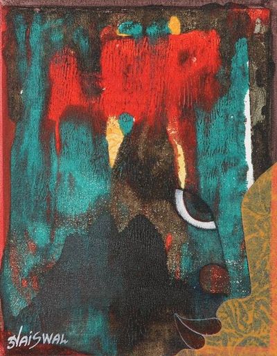 Alternate image for Signed Abstract Acrylic Painting from India Thought Process