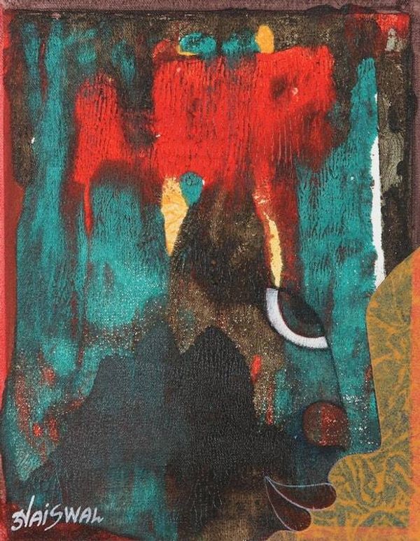 Alternate image for Signed Abstract Acrylic Painting from India Thought Process