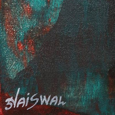 Alternate image for Signed Abstract Acrylic Painting from India Thought Process