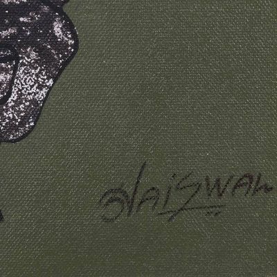 Alternate image for Patterned Bull Painting on Canvas Mighty Bull