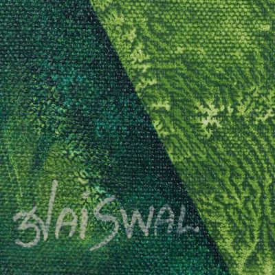 Alternate image for Ganesha-Themed Acrylic Painting on Canvas Blessing of Ganesha