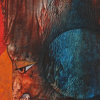 Alternate image for Red Abstract Acrylic Painting on Canvas Lanka Dahan