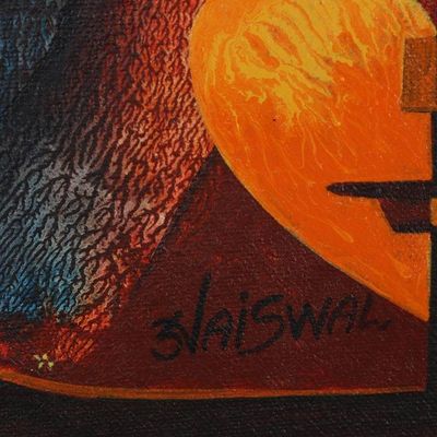 Alternate image for Red Abstract Acrylic Painting on Canvas Lanka Dahan