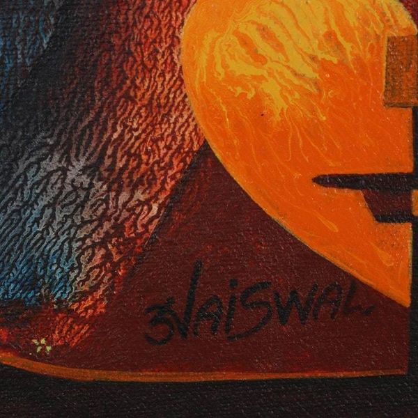 Alternate image for Red Abstract Acrylic Painting on Canvas Lanka Dahan