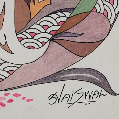 Alternate image for Vibrant Acrylic and Watercolor Meditative Ganesha Painting Meditative Ganesha