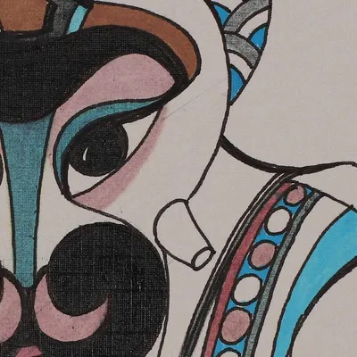 Alternate image for Signed Hindu Watercolor Ganesha and Hanuman Painting Ganesha Hanuman