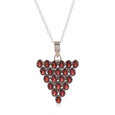 Alternate image for Rhodium-Accented Pendant Necklace with 21 Carat Garnets Red Cluster