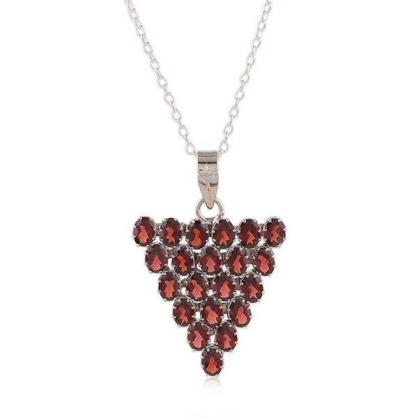Alternate image for Rhodium-Accented Pendant Necklace with 21 Carat Garnets Red Cluster