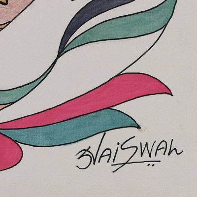 Alternate image for Vibrant Acrylic and Watercolor Majestic Ganesha Painting Ganesha Glory