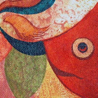 Alternate image for Acrylic Expressionist Painting of Vishnu from India Incarnation of Vishnu - Matsya