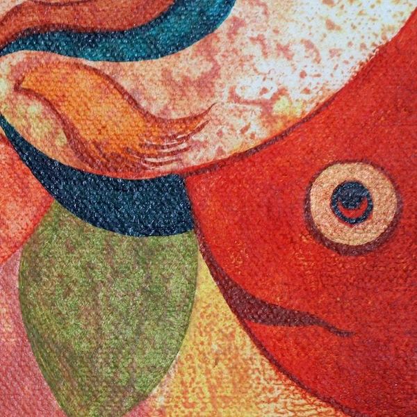 Alternate image for Acrylic Expressionist Painting of Vishnu from India Incarnation of Vishnu - Matsya