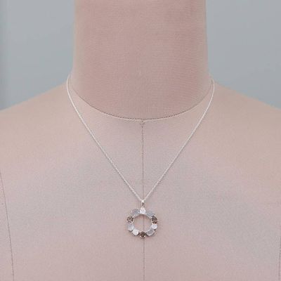 Alternate image for Rainbow Moonstone Smoky Quartz Labradorite Pendant Necklace Posh Wreath of Gems