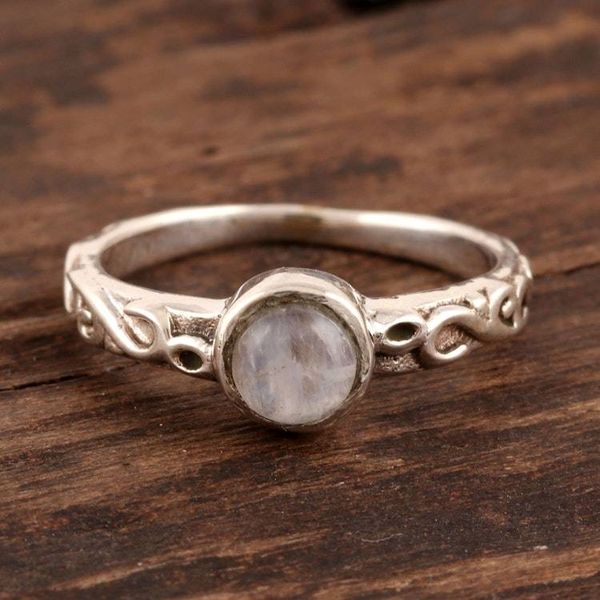 Alternate image for Rainbow Moonstone Solitaire Ring Crafted in India Misty Globe