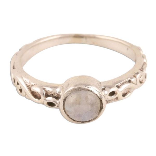 Alternate image for Rainbow Moonstone Solitaire Ring Crafted in India Misty Globe