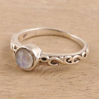 Alternate image for Rainbow Moonstone Solitaire Ring Crafted in India Misty Globe