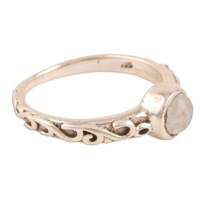 Alternate image for Rainbow Moonstone Solitaire Ring Crafted in India Misty Globe