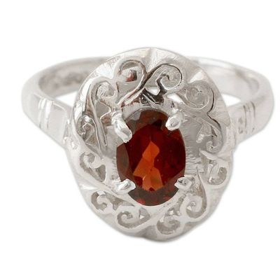Alternate image for Artisan Crafted Garnet Ring in Sterling Silver Festivity in Red
