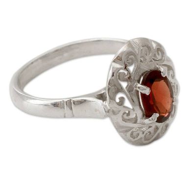 Alternate image for Artisan Crafted Garnet Ring in Sterling Silver Festivity in Red