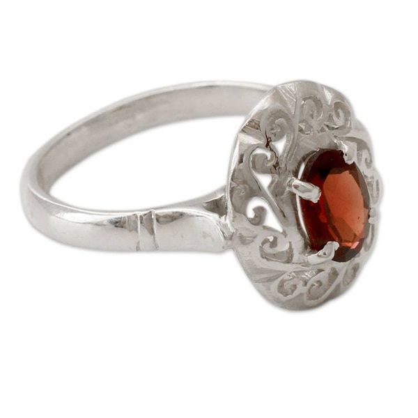 Alternate image for Artisan Crafted Garnet Ring in Sterling Silver Festivity in Red