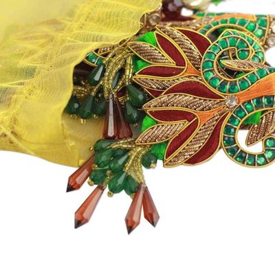 Alternate image for Embroidered Beaded Ornaments from India set of 5 Mughal Tulips