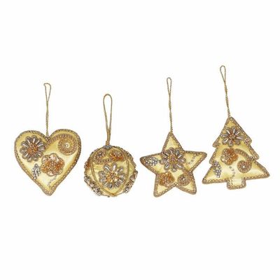 Alternate image for Handmade Gold Beaded Holiday Ornaments Set of 4 Bollywood Holiday