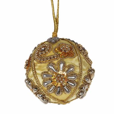 Alternate image for Handmade Gold Beaded Holiday Ornaments Set of 4 Bollywood Holiday