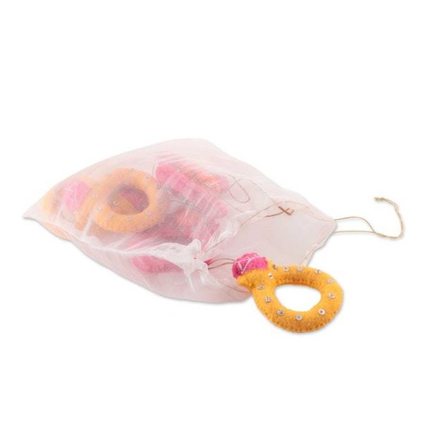 Alternate image for Whimsical Ring-Shaped 6-Piece 100 Wool Felt Ornament Set Rings of Christmas