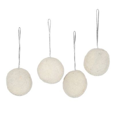 Alternate image for Set of 4 Smiling Snowmen Wool Felt Ornaments Smiling Snowmen