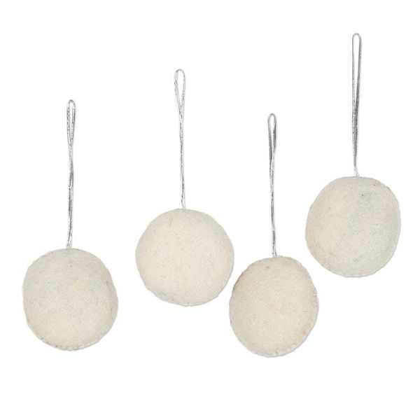 Alternate image for Set of 4 Smiling Snowmen Wool Felt Ornaments Smiling Snowmen