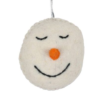Alternate image for Set of 4 Smiling Snowmen Wool Felt Ornaments Smiling Snowmen