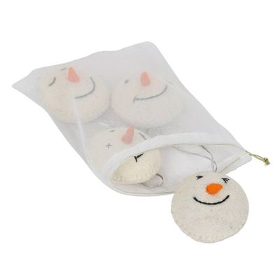 Alternate image for Set of 4 Smiling Snowmen Wool Felt Ornaments Smiling Snowmen