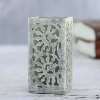 Primary image for Hand Carved Soapstone Pen Holder from India Office Order