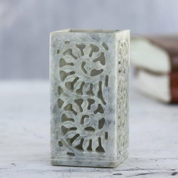 Alternate image for Hand Carved Soapstone Pen Holder from India Office Order