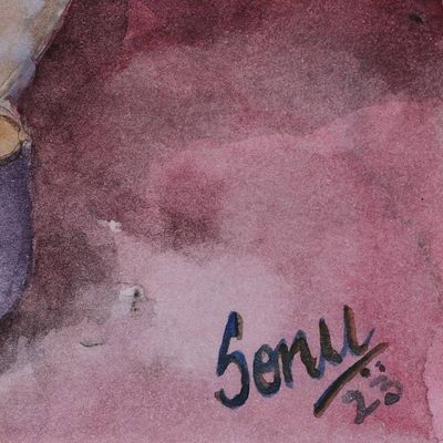 Alternate image for Signed Stretched Impressionist Watercolor Painting of Vase Ceramics