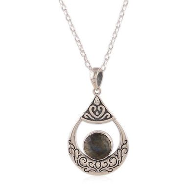 Main image for Bohemian Silver Necklace with Natural Labradorite Pendant Regal Luxe