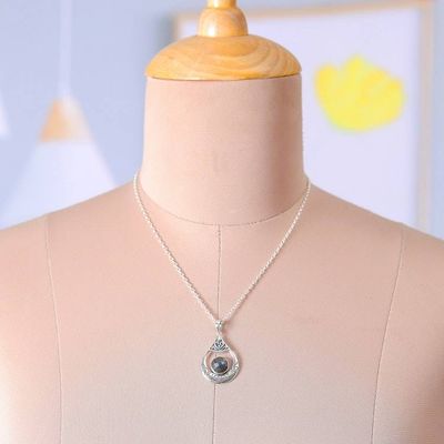 Alternate image for Bohemian Silver Necklace with Natural Labradorite Pendant Regal Luxe