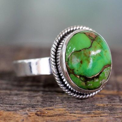 Primary image for Silver Silver Ring with Green Composite Turquoise Green Fields in Jaipur