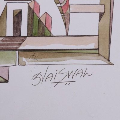 Alternate image for Colorful Modern Cubist Painting from India Materialism