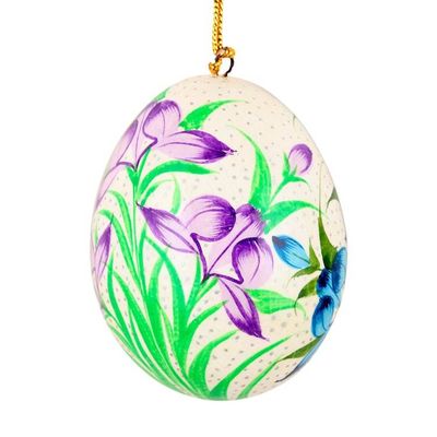 Alternate image for 4 Papier Mache Ornaments with Hand-Painted Floral Motifs Floral Cheers