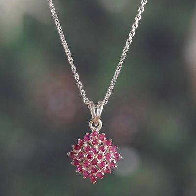 Alternate image for Birthstone Faceted Ruby Star Pendant Necklace from India Passion Nova