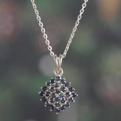 Alternate image for High-Polished Star-Shaped Faceted Sapphire Pendant Necklace Harmony Nova