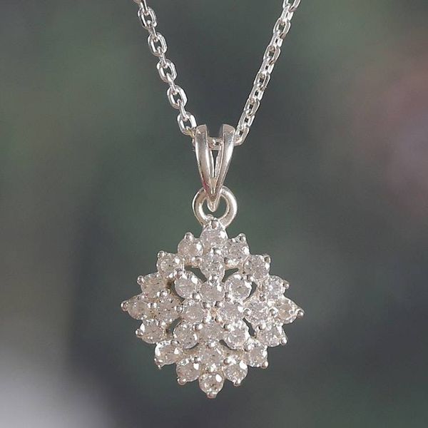 Alternate image for Sterling Silver and Faceted Cubic Zirconia Pendant Necklace One Nova