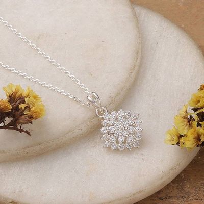 Alternate image for Sterling Silver and Faceted Cubic Zirconia Pendant Necklace One Nova