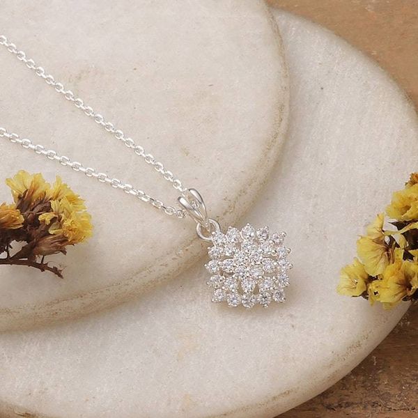 Alternate image for Sterling Silver and Faceted Cubic Zirconia Pendant Necklace One Nova