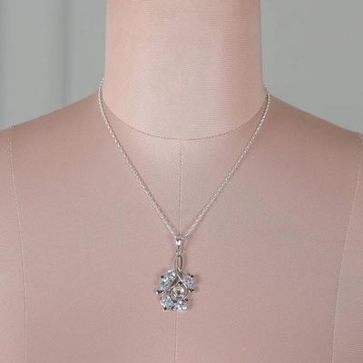 Alternate image for Rhodium-Plated Blue Topaz and Sapphire Pendant Necklace Sparkling Berries