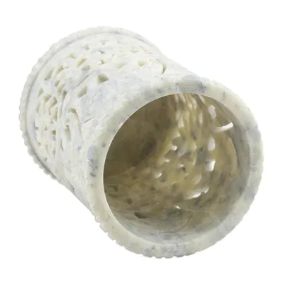 Alternate image for Hand Crafted Soapstone Elephant Pen Holder Botanical Elephant