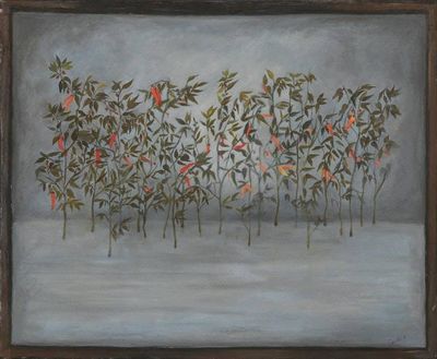 Primary image for Signed Surrealist Painting of Chili Plants from India Chili Garden