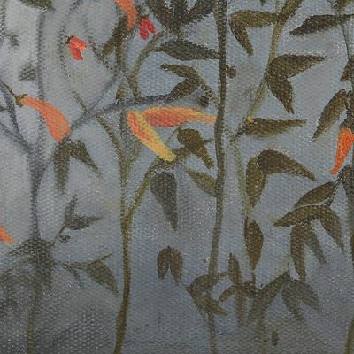 Alternate image for Signed Surrealist Painting of Chili Plants from India Chili Garden