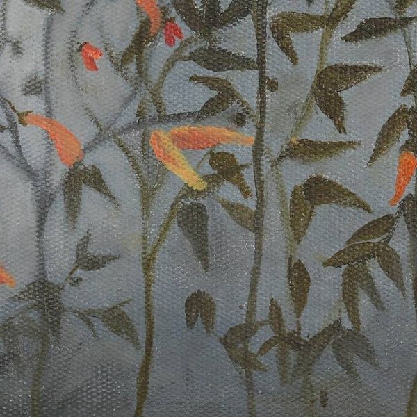 Alternate image for Signed Surrealist Painting of Chili Plants from India Chili Garden